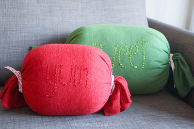 No Sew Candy Throw Pillows