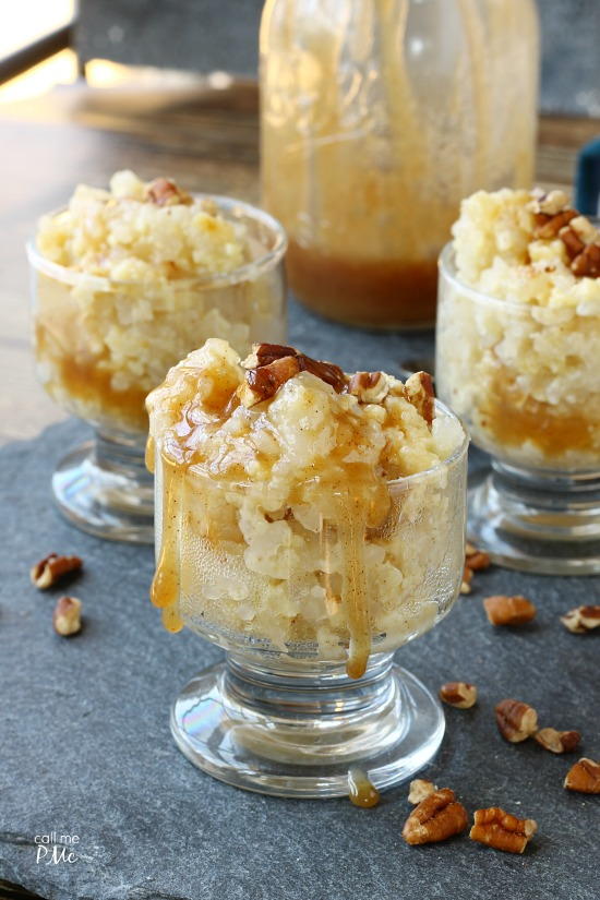 Old-fashioned homemade sweets only southerners remember Old Fashioned Rice Pudding with Salted Caramel | TheBestDessertRecipes.com