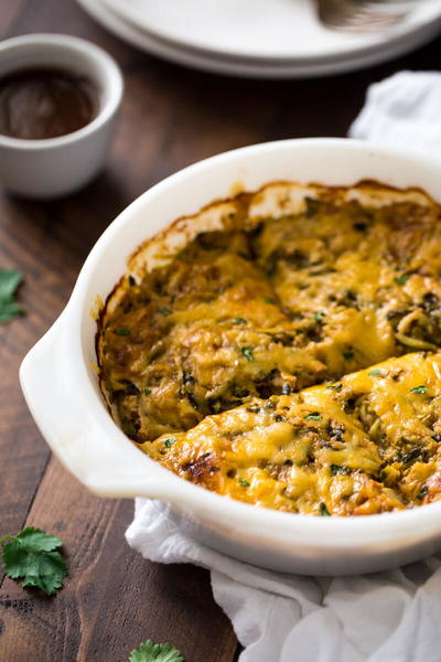 BBQ Chicken Zucchini Noodle Casserole BBQ Chicken Zucchini Noodle Casserole