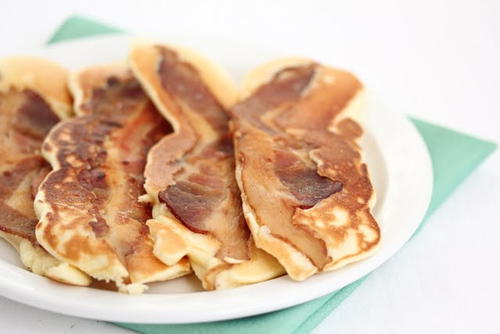 Bisquick pancakes with bacon