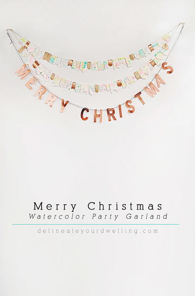 Merry Christmas Watercolor Party Garland Merry Christmas Watercolor Party Garland