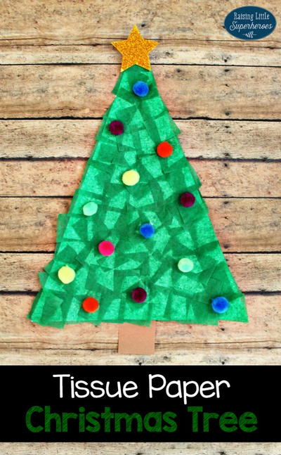 Festive Tissue Paper Christmas Tree Craft