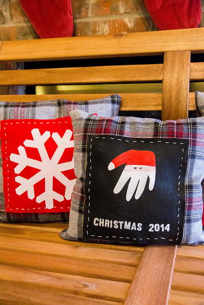 Adorable Santa Handprint DIY Pillow