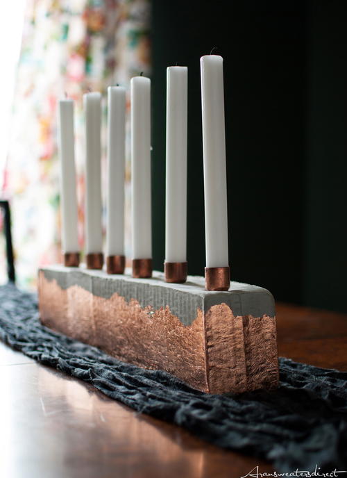 DIY Cement & Copper Candle Centerpiece_1