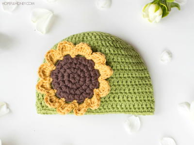 Sunflower Crochet Baby Hat