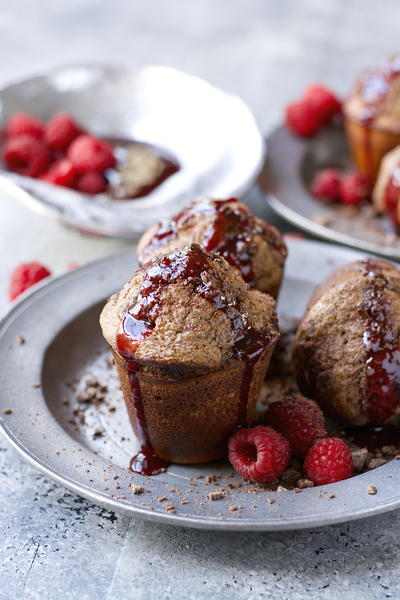 Chocolate Popovers with Raspberry Syrup Chocolate Popovers with Raspberry Syrup
