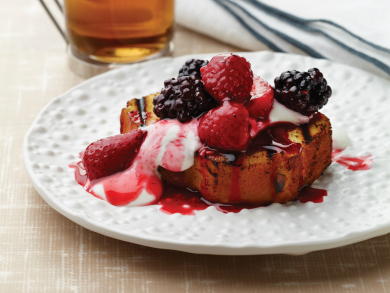 Grilled Angel Food Cake with Melted Berries