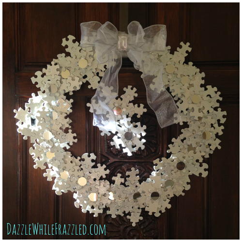 Snowflake Puzzle DIY Wreath Snowflake Puzzle DIY Wreath