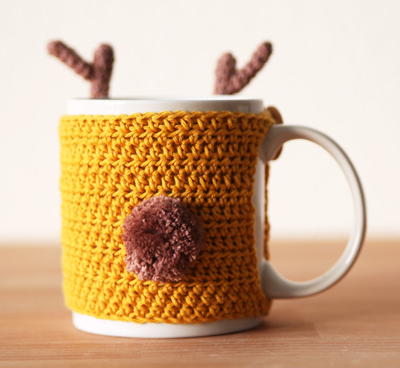 Reindeer Crochet Mug Cozy Reindeer Crochet Mug Cozy