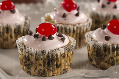 Lighter Banana Split Cupcakes