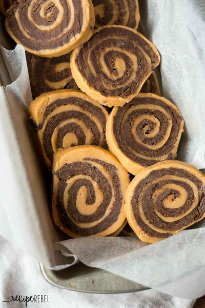 No Bake Chocolate Peanut Butter Pinwheels