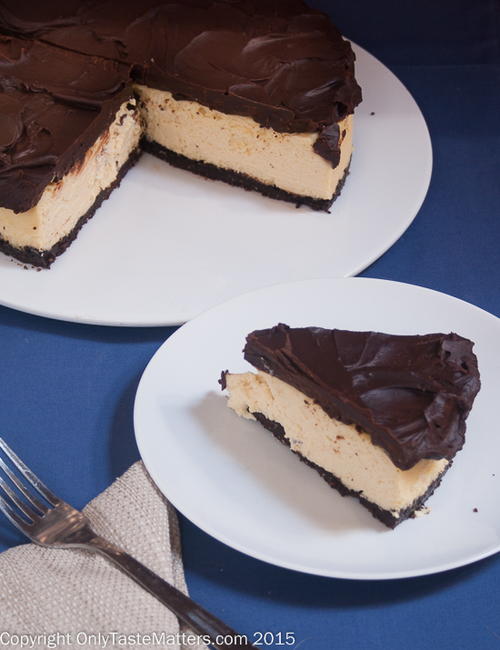 Kahlua Cheesecake with Chocolate Almond Crust and Chocolate Ganache Kahlua Cheesecake with Chocolate Almond Crust and Chocolate Ganache_1