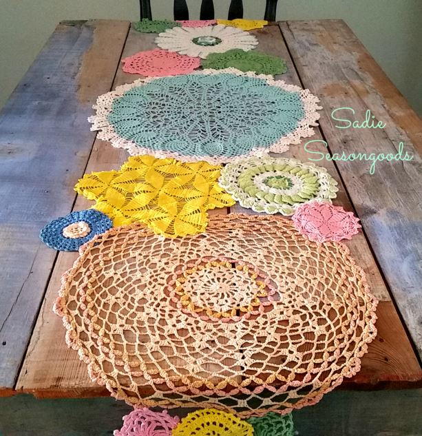 Cute Spring Doily Table Runner Cute Spring Doily Table Runner
