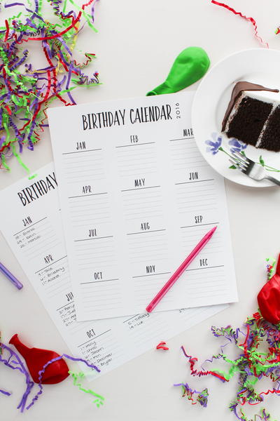 Free Printable Birthday Calendar Free Printable Birthday Calendar