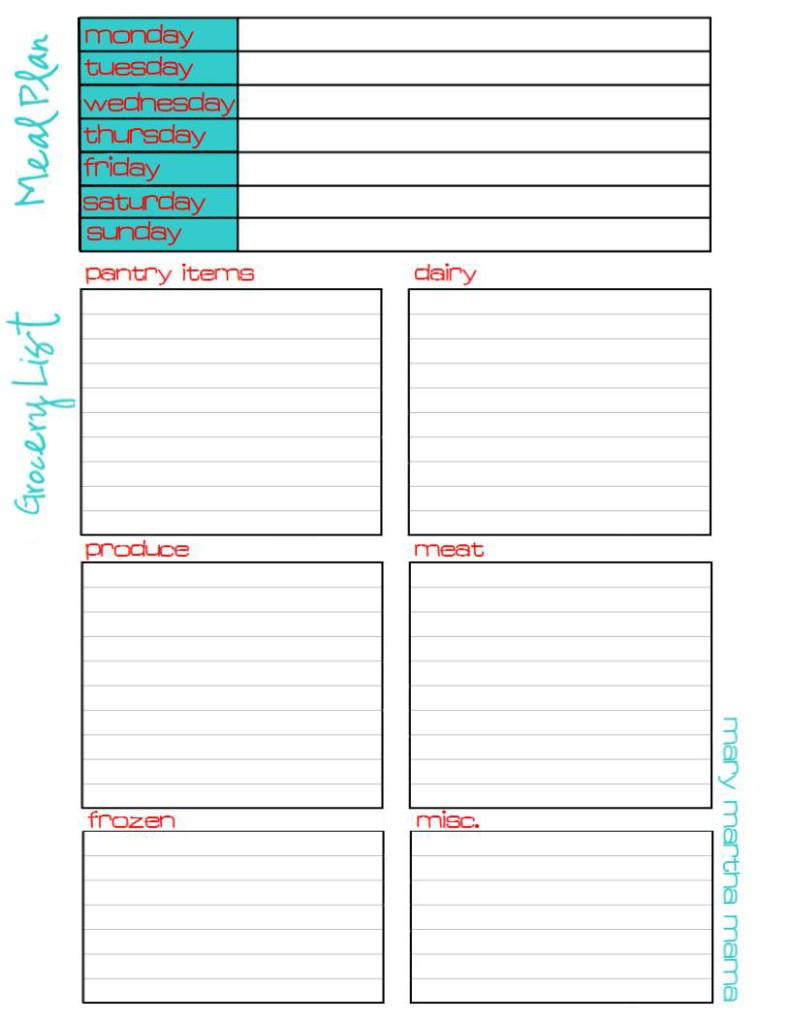 Printable Meal Planner And Grocery List Allfreepapercrafts Com