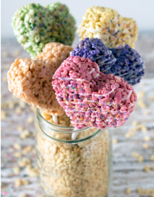 Heart-Shaped Rice Krispie Treat Pops Heart-Shaped Rice Krispie Treat Pops