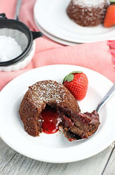 Mini Chocolate Strawberry Lava Cakes