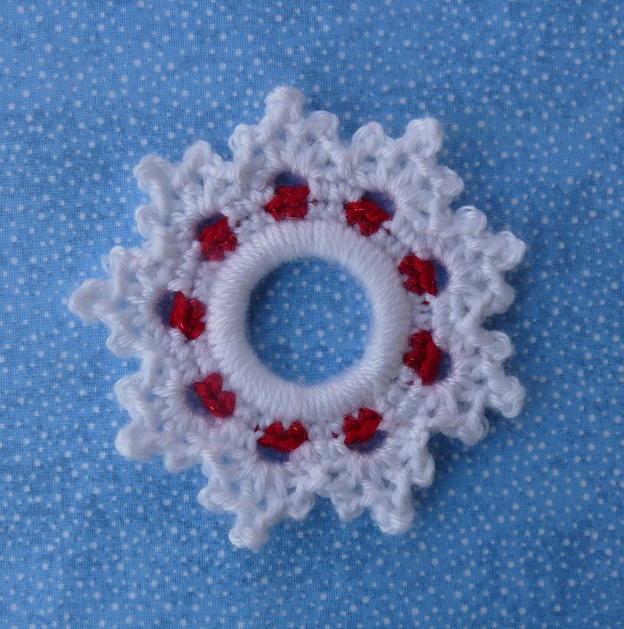 Crochet Peppermint Snowflake Ornament Crochet Peppermint Snowflake Ornament