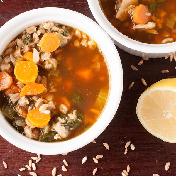 Lemon Farro Chicken Soup