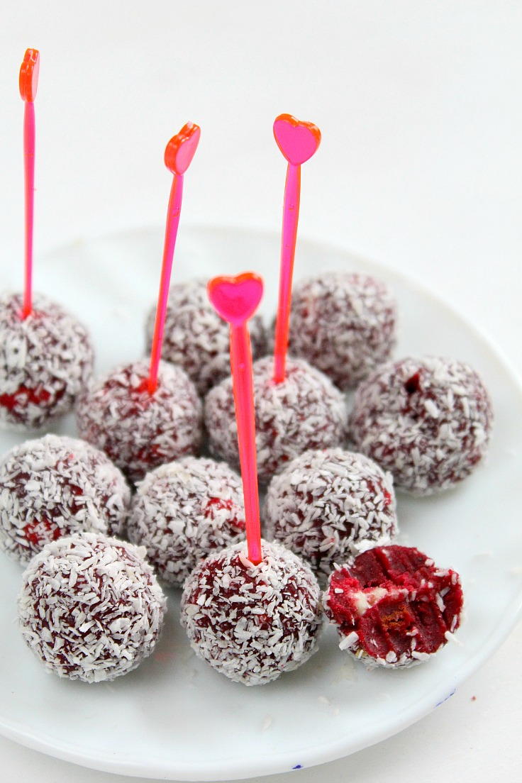 Red Velvet Cake Balls with Coconut
