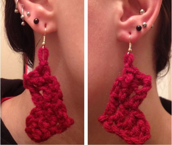 Crocheted Christmas Stocking DIY Earrings Crocheted Christmas Stocking DIY Earrings