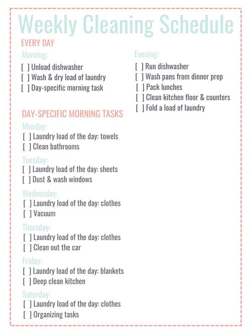 Cleaning Schedule Free Printable Cleaning Schedule Free Printable