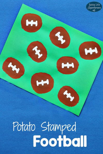 Potato Stamped Football Craft for Kids