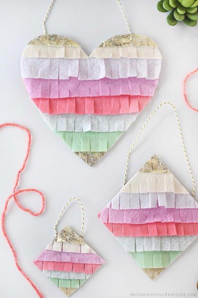 Funky Fringed Felt Heart Funky Fringed Felt Heart