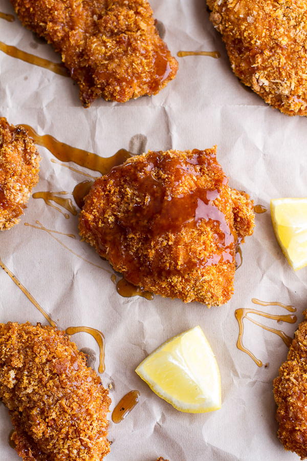 Honey Bourbon Oven-Fried Chicken | FaveSouthernRecipes.com