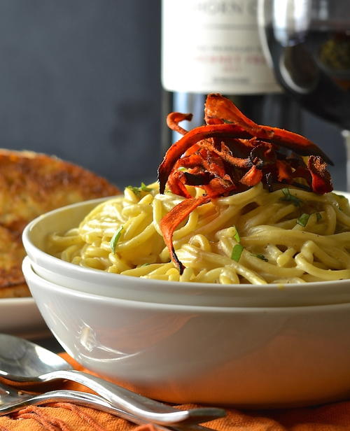 Carbonara with Smoky Carrot Rashers Carbonara with Smoky Carrot Rashers