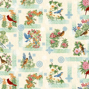 Bird Patchwork Cotton Fabric