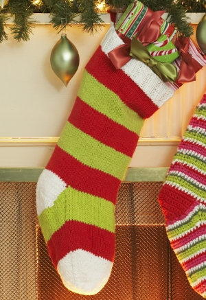 Red and Green Striped DIY Christmas Stocking Red and Green Striped DIY Christmas Stocking