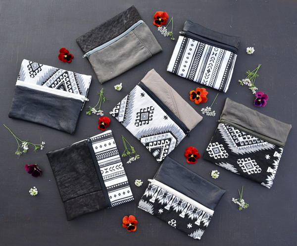 Recycled Leather and Fabric Zip Pouch Tutorial