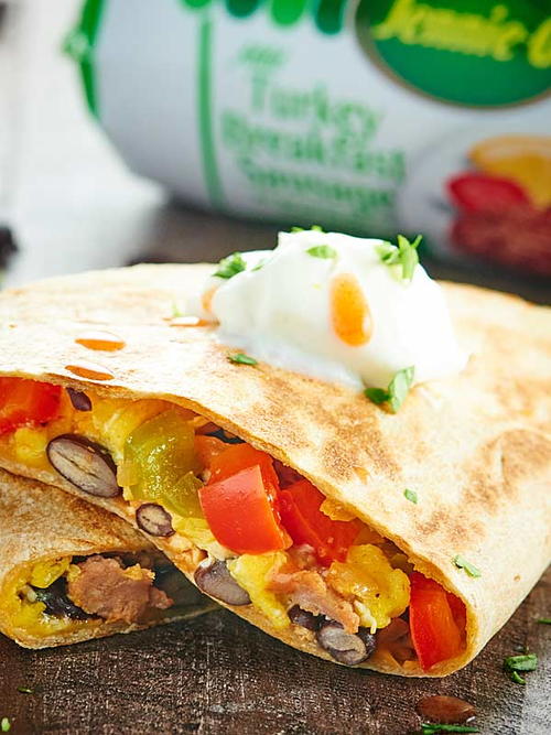 Scrambled Eggs and Sausage Breakfast Quesadilla