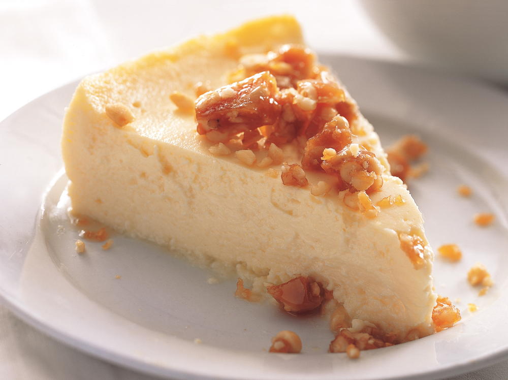 Yogurt Cheesecake With Pine Nut Brittle Cookstr Com