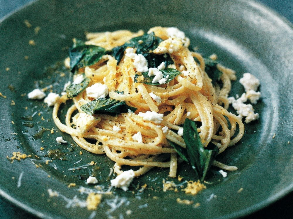 Linguine With Lemon Feta And Basil Cookstr Com