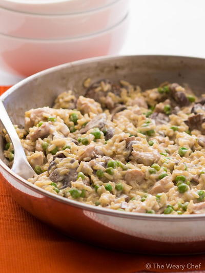 Chicken and Mushroom in Sour Cream Sauce Rice Skillet