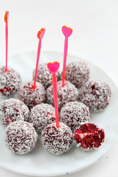 Red Velvet Cake Balls with Coconut Red Velvet Cake Balls with Coconut