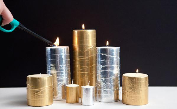 Metallic Duct Tape DIY Candles Metallic Duct Tape DIY Candles