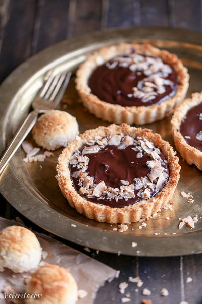 Chocolate Ganache Tarts with Coconut Macaroon Crust Chocolate Ganache Tarts with Coconut Macaroon Crust