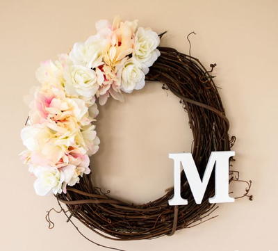 Flower Monogram DIY Spring Wreath