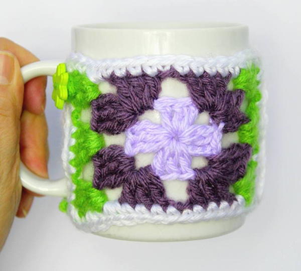 Flower Coffee Cup Crochet Cozy Flower Coffee Cup Crochet Cozy