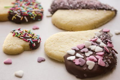 Valentine Chocolate Dipped Heart Cookies