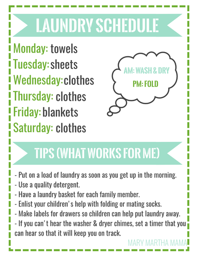 Laundry Schedule Free Printable