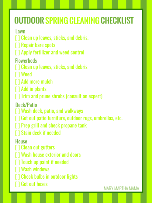 Printable Outdoor Spring Cleaning Checklist Printable Outdoor Spring Cleaning Checklist