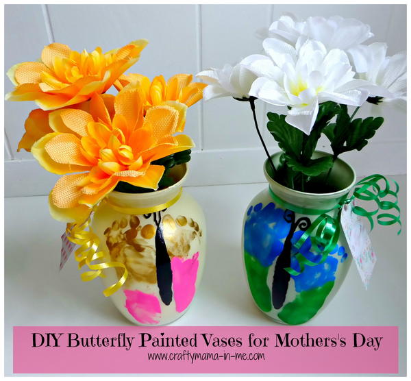 DIY Butterfly Painted Vases for Mothers Day DIY Butterfly Painted Vases for Mother's Day