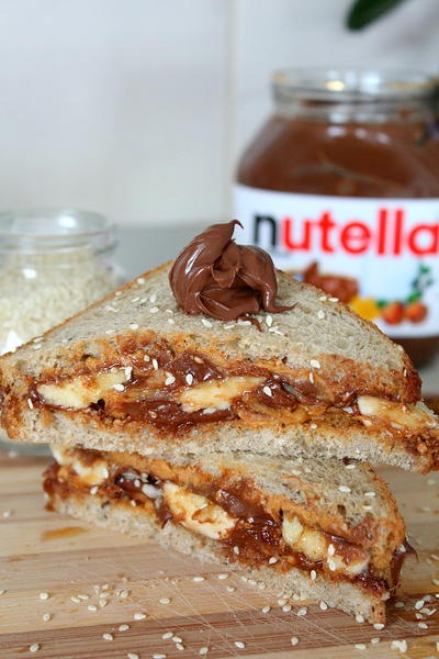 Nutella Peanut Butter Breakfast Sandwich Nutella Peanut Butter Breakfast Sandwich