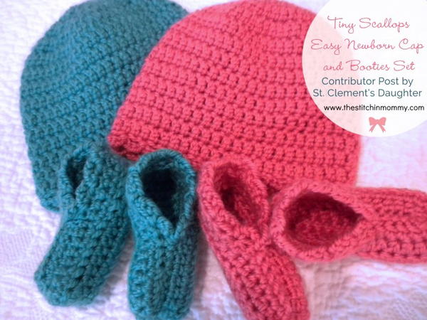 Tiny Scallops Easy Newborn Cap and Booties Set Tiny Scallops Easy Newborn Cap and Booties Set