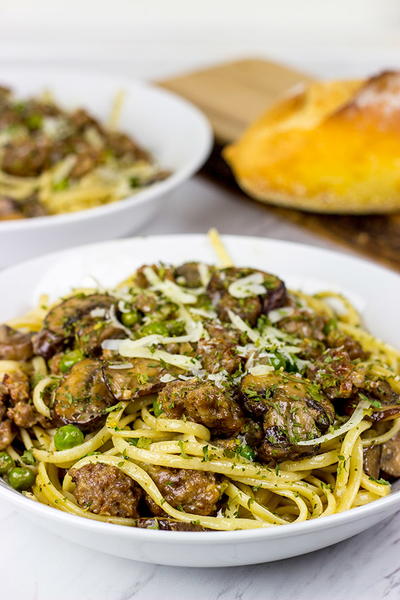Linguine with Sausage and Mushrooms Linguine with Sausage and Mushrooms