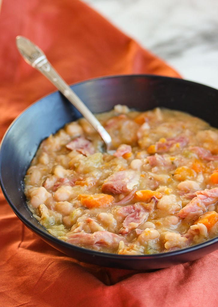Southern Slow Cooker Ham and Navy Bean Soup | FaveSouthernRecipes.com